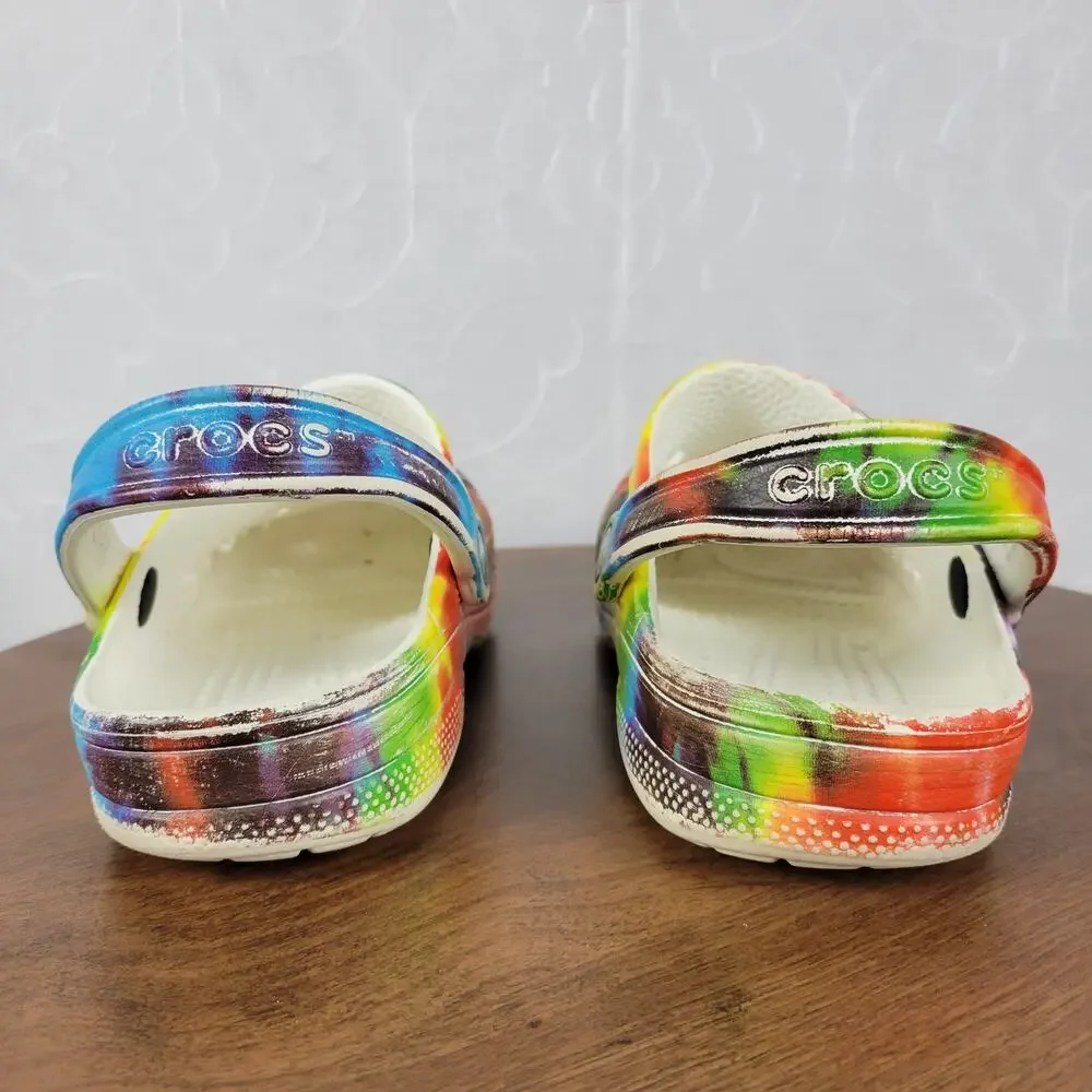 Crocs Sandals 6M/8W Muticolor Tie Dye Classic Graphic Unisex Slingback - Picture 13 of 13